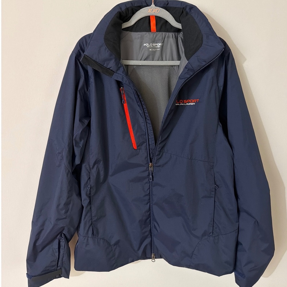 Polo Sport Ralph Lauren Navy Blue Ripstop Windbreaker Jacket Men Medium Hoodie